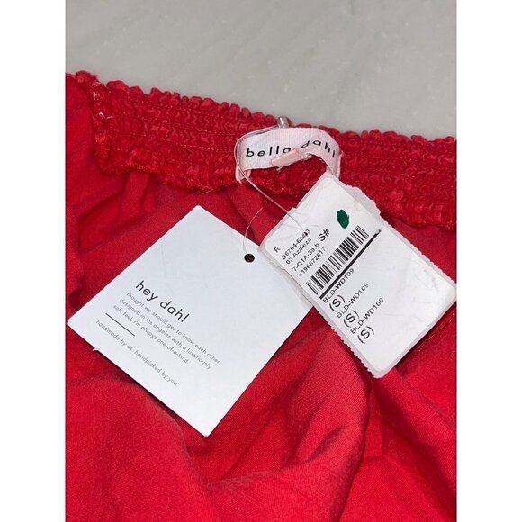 Bella Dahl Smocked Waist Halter Midi Dress in Azaleza Small New Womens Red - Picture 8 of 13